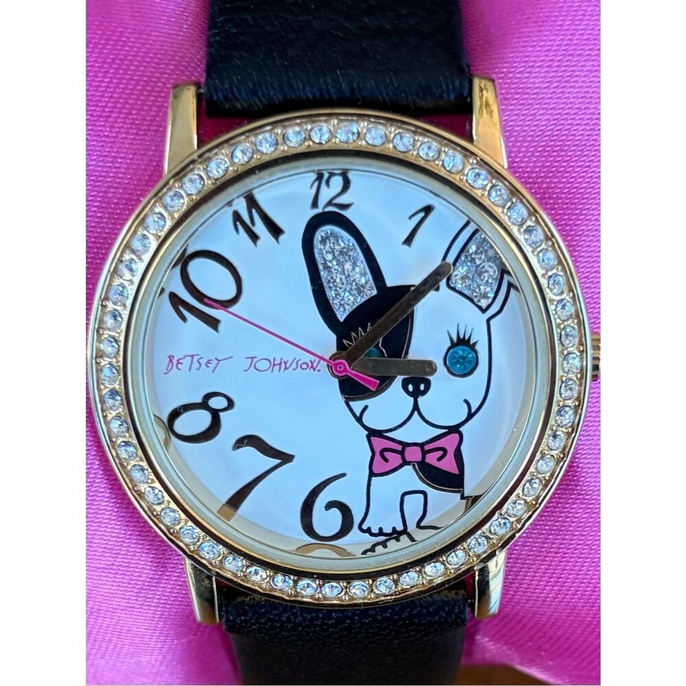 Betsey Johnson Terrier Dog Watch w/Sparkly Ears/Eyes NWT Animal Lover Puppy